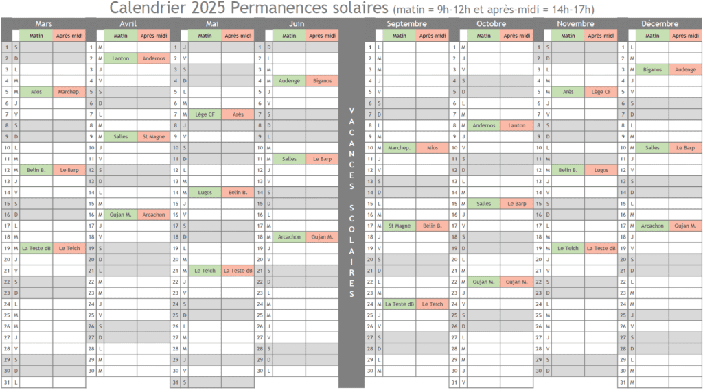 Calendrier 2025